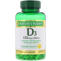 Nature's Bounty Vitamin D3 125 mcg (5,000 МЕ) Витамин Д3 240 капсул
