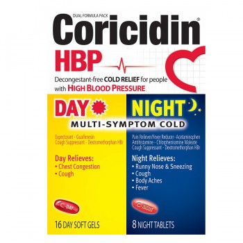 Таблетки от кашля, простуды и гриппа Coricidin HBP Bayer, 16 капсул + 8 таблеток