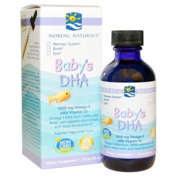 DHA 1050 mg Омега-3 с витамином D3 для детей Nordic naturals baby's, 60 мл