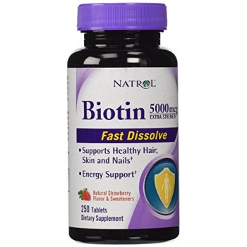 Витамин Биотин для волос и кожи Natrol Biotin Fast Dissolve Strawberry, 250 таблеток