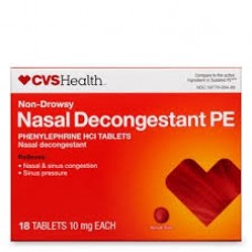 CVS Health Non-Drowsy Nasal Decongestant PE Средство от насморка 10mg, 18 Табл