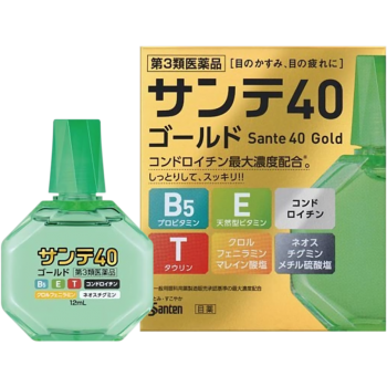 Витаминные капли для глаз с пантенолом Santen Sante 40 Gold, 12 мл