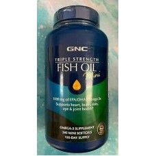 GNC Triple Strength Fish Oil Рыбий жир Тройная сила без вкуса и запаха 240 мини капс 120 дней