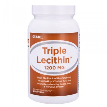 Витамины для печени Лецитин "Тройная Сила" GNC Triple Lecithin, 1200 мг 90 капсул