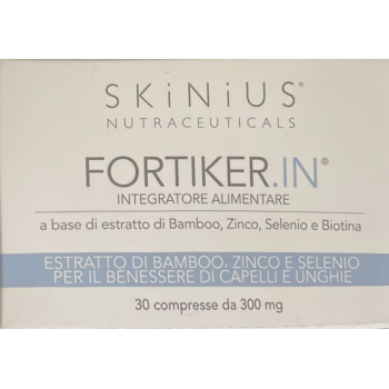 Skinius - FORTIKER.IN Добавка на основе экстракта бамбука, цинка, селена и биотина для здоровья волос и ногтей, 30 таблеток по 300 мг