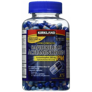 Kirkland Signature Extra Strength Rapid Release Acetaminophen PM, 500 мг 375 капсул