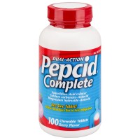 Таблетки от изжоги жевательные Pepcid Complete Acid Reducer Antacid Dual Action Berry Chewable Tablets, 100 штук