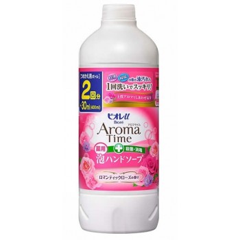 Пенное мыло для рук с антибактериальным эффектом с ароматом розы КAO Biore U Aroma Time (запасной блок) 400 мл 